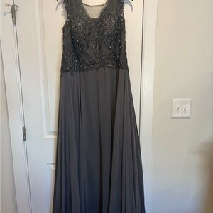 Azazie Charcoal Gray Beaded Maxi Dress